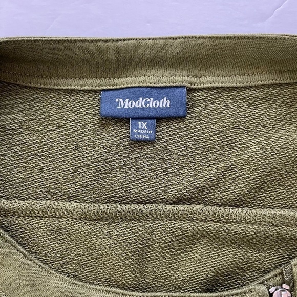 ModCloth Knit Moto Jacket Olive Green Size 1x - Picture 3 of 9